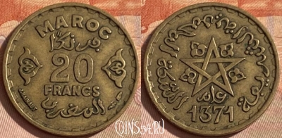 Марокко 20 франков 1952 года (1371), Y# 50, 359p-106