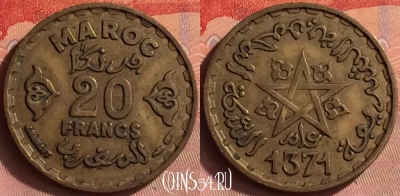 Марокко 20 франков 1952 года (1371), Y# 50, 431o-094