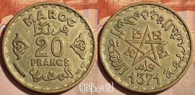 Марокко 20 франков 1952 года (1371), Y# 50, 464q-265 ♛