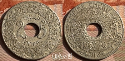 Марокко 25 сантимов 1921 года, Y# 34, 239s-100 ♛
