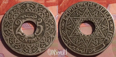 Марокко 25 сантимов 1924 года, Y# 34, 179c-015