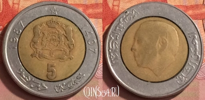 Марокко 5 дирхамов 1987 года (1407), Y# 82, 234o-091