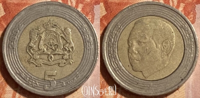 Марокко 5 дирхамов 2002 года (1423), Y# 109, 209r-136 ♛