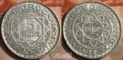 Марокко 5 франков 1951 года (1370), Y# 48, 135s-006