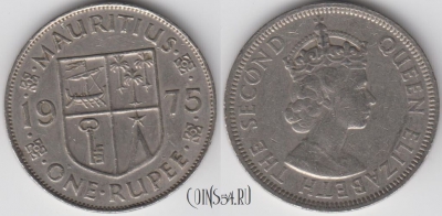 Маврикий 1 рупия 1975 года, KM 35, 122-034