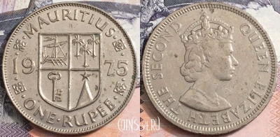 Маврикий 1 рупия 1975 года, KM# 35, a095-135