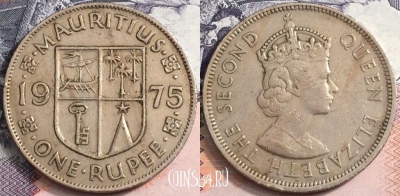 Маврикий 1 рупия 1975 года, KM# 35, a095-136