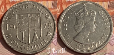 Маврикий 1 рупия 1978 года, KM# 35, 377p-141