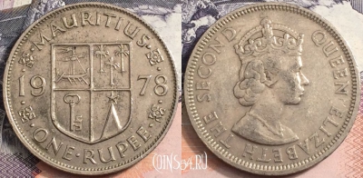 Маврикий 1 рупия 1978 года, KM# 35, a095-137