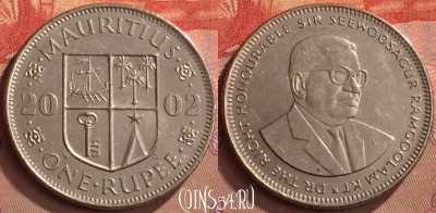 Маврикий 1 рупия 2002 года, KM# 55, 269m-111