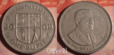 Маврикий 1 рупия 2009 года, KM# 55, 189f-013