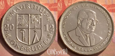 Маврикий 1 рупия 2012 года, KM# 55a, 429-071