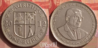 Маврикий 1 рупия 2012 года, KM# 55a, 443-136