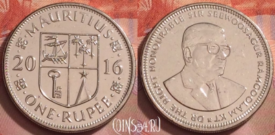 Маврикий 1 рупия 2016 года, KM# 55a, 271k-070