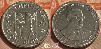 Маврикий 1 рупия 2020 года, KM# 55a, 495р-046