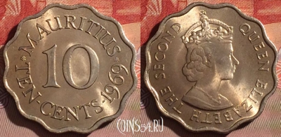 Маврикий 10 центов 1969 года, KM# 33, UNC, 071d-131
