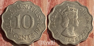Маврикий 10 центов 1970 года, KM# 33, 425p-104 ♛