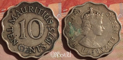 Маврикий 10 центов 1975 года, KM# 33, 098c-112