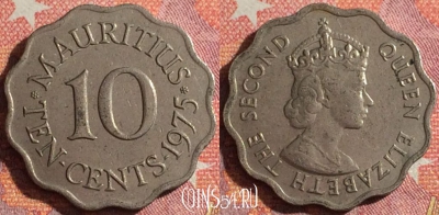 Маврикий 10 центов 1975 года, KM# 33, 350-040
