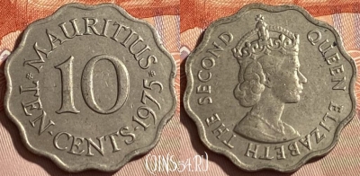 Маврикий 10 центов 1975 года, KM# 33, 464q-192 ♛
