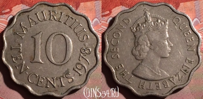 Маврикий 10 центов 1978 года, KM# 33, 166f-059