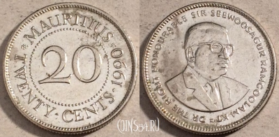 Маврикий 20 центов 1990 года, KM# 53, 111-098