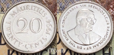 Маврикий 20 центов 1994 года, KM 53, 119-106