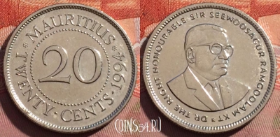 Маврикий 20 центов 1994 года, KM# 53, 247a-073