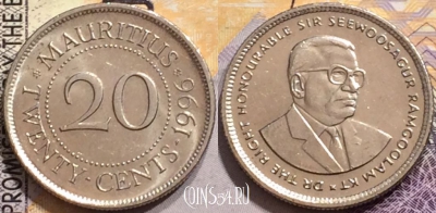 Маврикий 20 центов 1996 года, KM# 53, 150-049