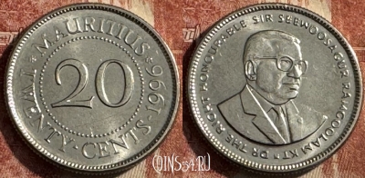 Маврикий 20 центов 1996 года, KM# 53, 228s-066