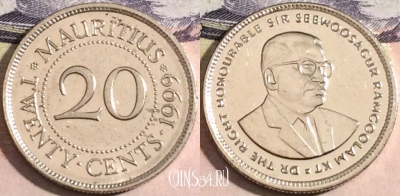 Маврикий 20 центов 1999 года, KM# 53, a133-115