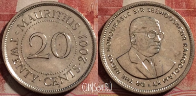 Маврикий 20 центов 2001 года, KM# 53, 206-072