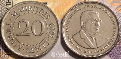 Маврикий 20 центов 2003 года, KM# 53, 136-108