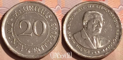 Маврикий 20 центов 2003 года, KM# 53, 446-039