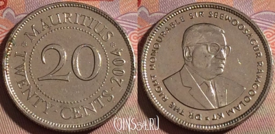 Маврикий 20 центов 2004 года, KM# 53, 141b-137