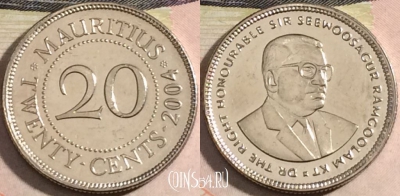 Маврикий 20 центов 2004 года, KM# 53, a112-015