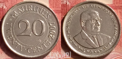 Маврикий 20 центов 2007 года, KM# 53, 171m-009
