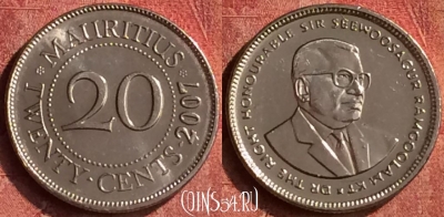 Маврикий 20 центов 2007 года, KM# 53, 401-144