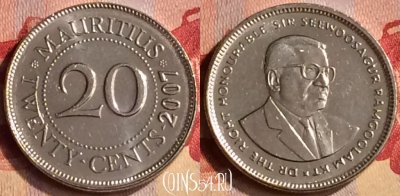 Маврикий 20 центов 2007 года, KM# 53, 402-110