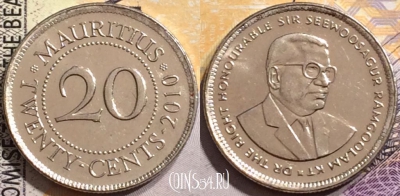 Маврикий 20 центов 2010 года, KM# 53, 150-127