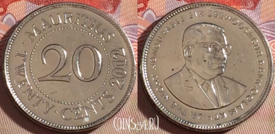 Маврикий 20 центов 2012 года, KM# 53, 088b-033