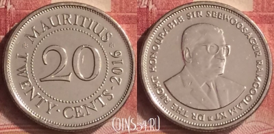 Маврикий 20 центов 2016 года, KM# 53, 187m-114