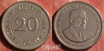 Маврикий 20 центов 2016 года, KM# 53, 400-088