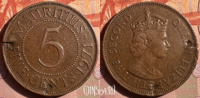 Маврикий 5 центов 1971 года, KM# 34, 350s-002