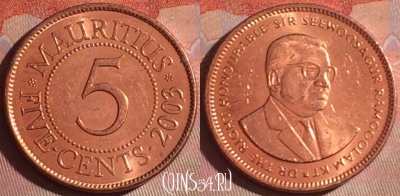 Маврикий 5 центов 2003 года, KM# 52, 052i-191