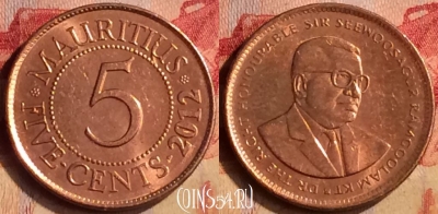 Маврикий 5 центов 2012 года, KM# 52, 403-129