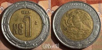 Мексика 1 новый песо 1992 года, KM# 550, s424s-053