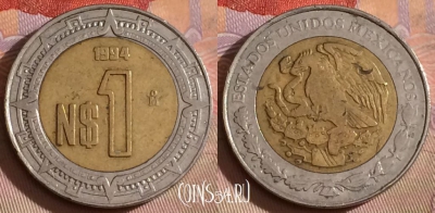 Мексика 1 новый песо 1994 года, KM# 550, 329-138