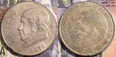 Мексика 1 песо 1970 года, KM# 460, 112-056