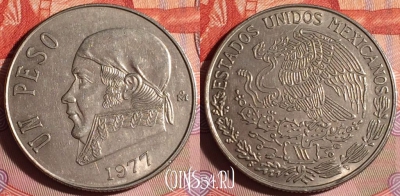Мексика 1 песо 1977 года, KM# 460, 148g-134